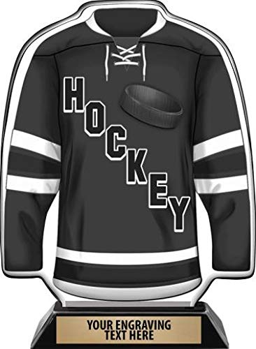 Crown Awards Acrylic Hockey Jersey Trophy, Hockey Jersey Shaped Award Trophies with Custom Engraving, Black