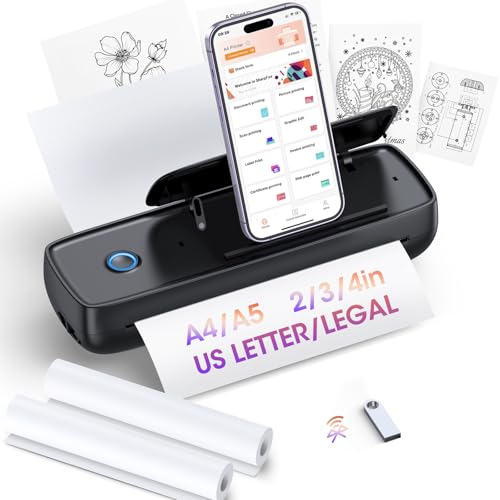 Aixiqee Portable Thermal Printer, Wireless & Bluetooth Mini Inkless...