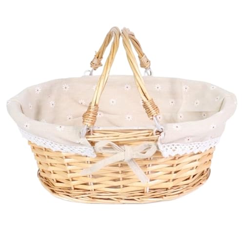 Handmade Chicken Egg Collecting Basket Woven Bamboo Wicker Basket for Eggs Fruits and Vegetables Natural Rattan Egg Dispenser and Storage Holder (Brown)