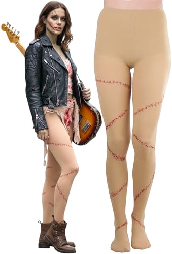 Image of ToBeInStyle Women's Bloody Stitches Scar Zombie Frankenstein Costume Tights Pantyhose Living Dead