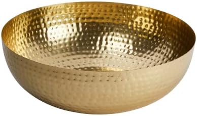 Creative Co-Op Round Hammered Metal Bowl, Gold Finish