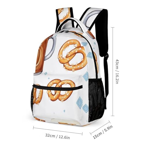 Mugs And Pretzels Backpack Shoulder Bags Lunch Bag Pencil Case Box 3 Set Daypack Cute2