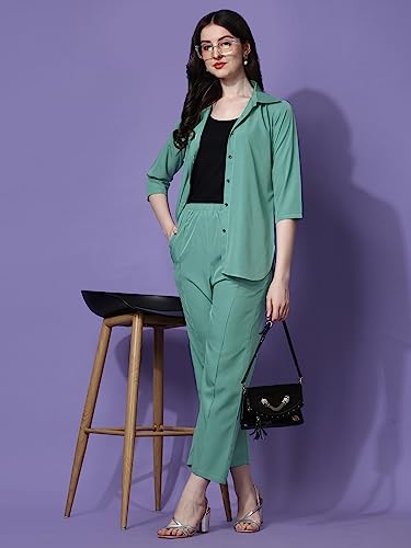 Image of Sheetal Associates Women's Solid Casual Co ords Set 2 Piece Open top & Pant Set