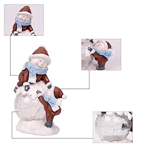 Snowman Reindeers Christmas Decorations Light Up Indoor Snowman Figurines Hand-Painted Resin Tabletop Christmas Snowman Statues With Led Lights For Holiday Home Outdoor Ornaments (Snowman) #TOP3