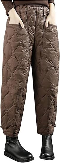Damen-Daunenhose, Winter, Winddicht, Warm, Outdoor, Skihose Mit Taschen