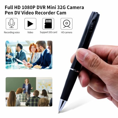 Image of W8 Pen Camera HD 1080p Video and Audio Recording, Mini Hidden Body Camera with Lens Cover, Portable Recorder with Data Cable (Metal Black)