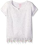 Derek Heart Big Girls' Short Sleeve Dolman Top W/ Fringe Btm and Beads