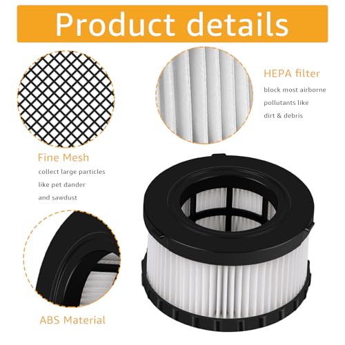 4-Pack DC5151H HEPA Filter Replacement, Compatible with DEWALT Dry Wet Vacuum DC515 DCV517 DCV517B, washable and reusable filter vacuum cleaner, with cleaning brush