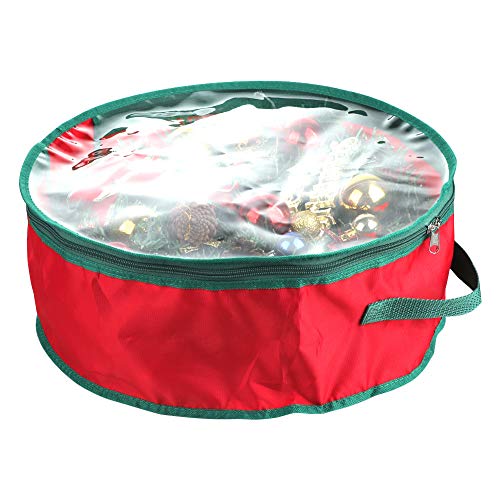 æ— 2Pcs Foldable Xmas Garland Storage Bag with Handle, Transparent Window Tear Resistant Clean Up Holiday Carry Organizer Wreath Container Party Decor