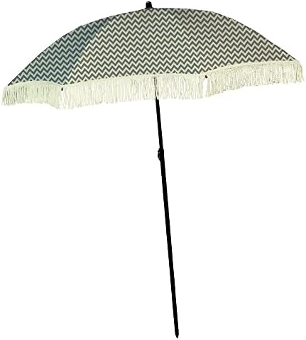 Beach Umbrella for Sand – Best Beach Umbrella Windproof with Sand Anchor Portable Sport Umbrella, Fringe, Denim Beach Umbrella Bag, Features Pointed Bottom & 100% UV Sun Protection – Bahama(Regatta)