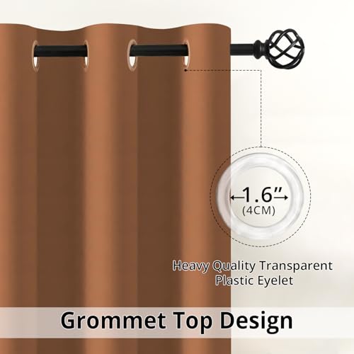 Image of Homestan 90% Blackout Door Curtains 7 Feet Long Set of 2, Room Darkening Parda with Grommet Design for Home Decor (7x4 Feet,Rust)