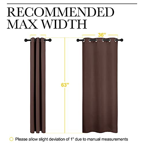 Image of NICETOWN Nursery Essential Thermal Insulated Solid Grommet Top Blackout Curtains, Home Decoration Privacy Curtains for Bedroom (Chocolate Brown, 1 Pair, 42 x 63 inches)