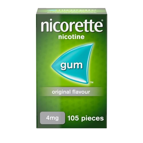 Nicorette 4mg Gum Original Flavour (105 Pieces), Nicotine Gum to Help to Quit Cigarettes for Good, Discreet and Fast-Acting Stop Smoking Aid to Ease Cravings, Chewing Gum