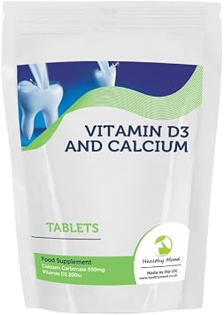 Calcium 500mg & Vitamin D 200IU 180 Tablets Bone Health & Strength Support Enhanced Absorption Formula Essential Nutrients for Adults