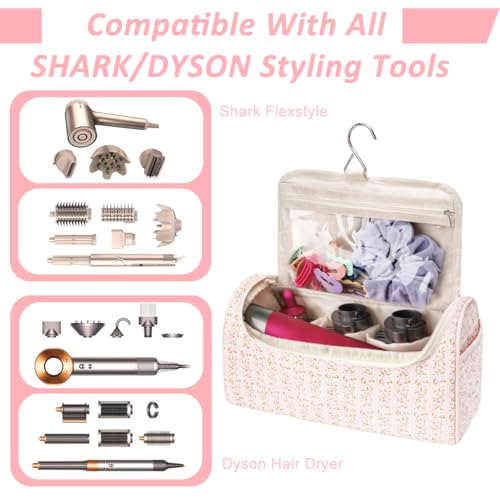 Image of MAYCREATE Hair Dryer Accessories Organizer Bag, Dyson Airwrap Complete Styler and Attachments, Cotton Portable Travel Organizer with Zipper Pouch and Multiple Compartments