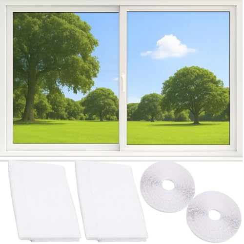 2 Mosquiteras 130x150cm para Ventanas con velcro 12m - Mosquitera Ventana Corredera Ajustable - Malla Antimosquitos para Ventanas Red Sin Taladrar - Janela Mosquitero para Ventanas Mosquito Net Window