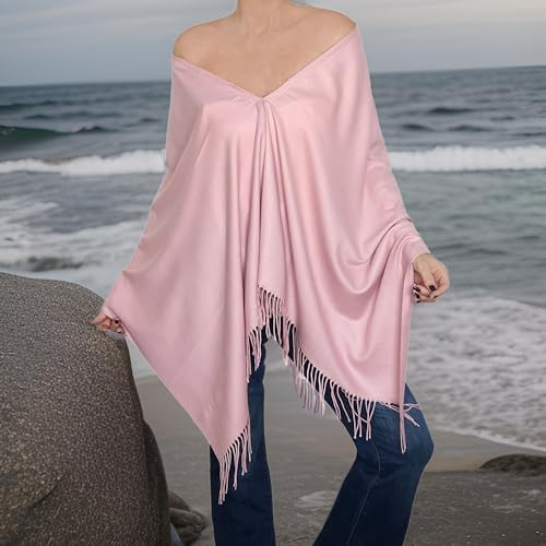 Cashmere Feel Wrap Soft Poncho Tartan Blanket Scarf Oversized Thick Pashmina Tall Plus Size Women's Outerwear2