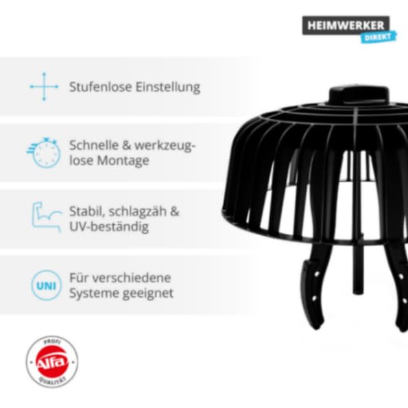 1x Alfa Kiesfangkorb Laubfangkorb Spannbereich von 70-200 mm individuell einstellbar - Keine Rohrverstopfung auf Flachdache & Garagen mehr