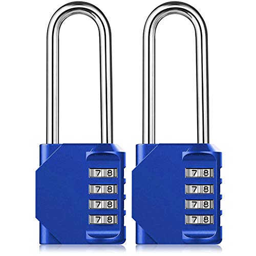 BeskooHome - Confezione da 2 lucchetti per esterni, 6.5 cm, con codice a 4 cifre, impermeabile, per scuola, palestra, armadietto, recinto, cancello, custodia, contenitore per hasp (blu)