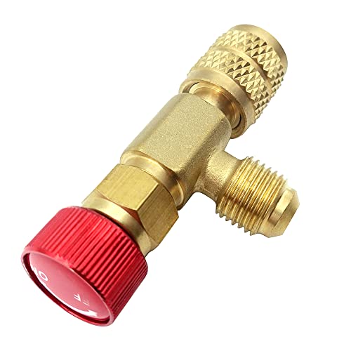 R410 Valvola di Sicurezza Aria Condizionata 5/16 Pollice-5/16 Pollice Aria Condizionata Valvola di Controllo del Flusso Valvola di Carica del Refrigerante, per Riparazione di Aria Condizionata Rosso