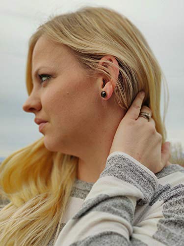 Two Toned With Faux Hammered Metal 10Mm Stud Earrings, Handmade, Posts For Sensitive Ears (Navy And Rose Gold Faux Hammered Metal) #TOP5