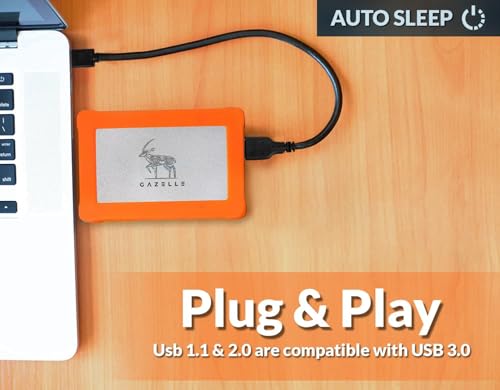 Image of GAZELLE 500 GB Warrior External Hard Drive Rugged, Metal Body, Shockproof, Water-Resistant,2-in-1 Type C & USB 3.0, Compatible with PC, Mac, PS4, Mobile, Tablet 1 Year Warranty (Orange)