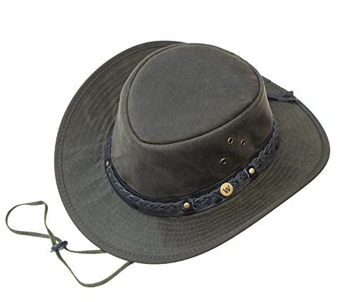 Image of Wombat Waxed Cotton Bush Hat, Green, Large