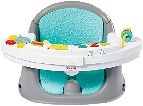 Infantino Music & Lights 3-in-1 Discovery Seat and Booster - Convertible, Infant Activity and Feeding Seat with Electronic Piano for Sensory Exploration, for Babies and Toddlers, Teal