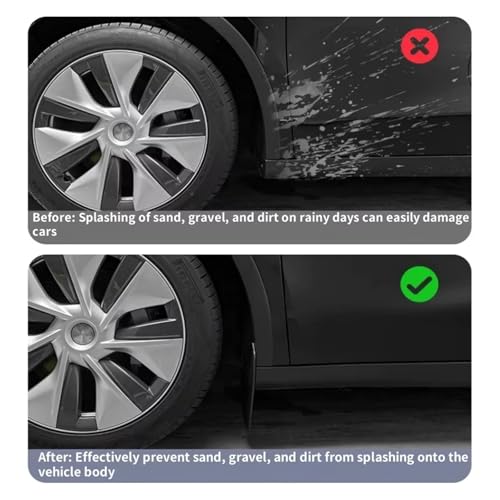 Guardabarros para coche Tesla Model Y 2025 Juniper flexibles de TPE que evitan salpicaduras 4
