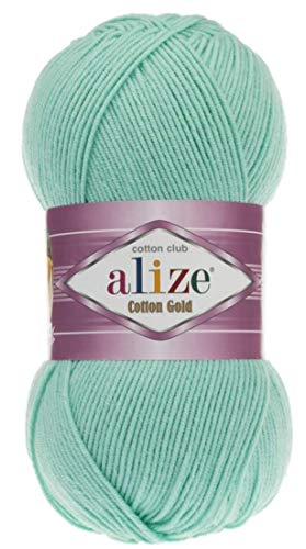 Image of 55% Cotton 45% Acrylic Alize Cotton Gold Yarn 1 Skein /Ball 100 gr 360 yds (15-Water Green)