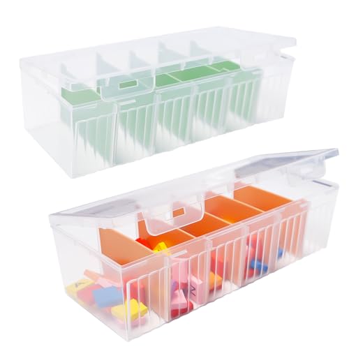 Bofanze 2 STK Transparent Kabel Organizer Box Kabel Aufbewahrungsbox Ladekabel Organizer Box Kabel Management Box mit Deckel Ladekabel Organizer Box mit 5 Herausnehmbare Trennwände für Kabel