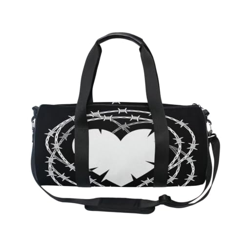 Bolsa de deporte redonda unisex estilo grunge con bolsillo interior para gimnasio 2