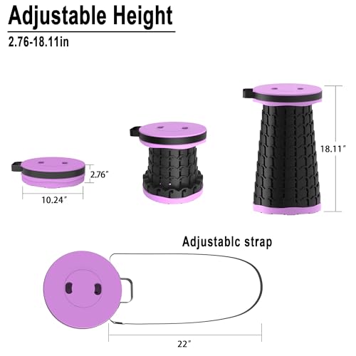 Image of 2026 Upgraded Portable Folding Stool, Collapsible Stools, 600lbs Max Weight, Lightweight But Sturdy, Telescoping Foldable Camping Stool for Outdoor Fishing Hiking Travel BBQ