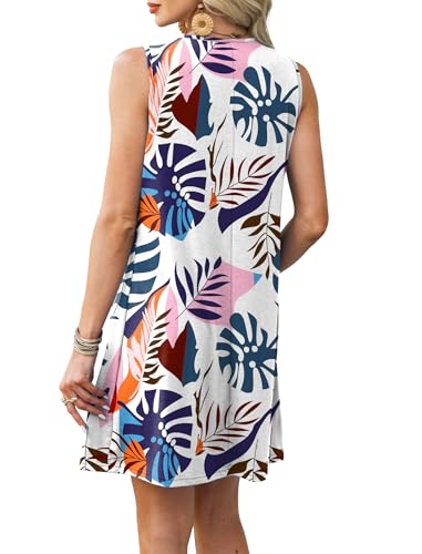 Image of RUMIA Swimsuit Coverup for Women Summer Sleeveless Beach Dress | Crew Neck, Pockets, Eyelet, Boho, Above knee Length, A-Line. Everyday wear, Sundresses, Cruise Wear, Vacation essential