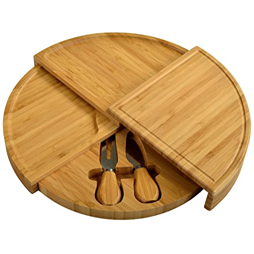 Picnic At Ascot Bamboo Board For Appetizers With Cheese Tools - Stores As A Space Saving Wedge - Opens To 13" Diameter – Designed Usa Patented & Quality Assured #TOP1