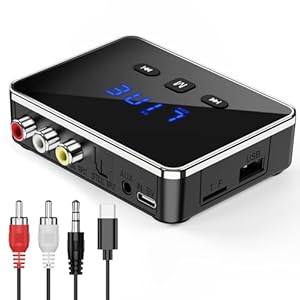 Bluetooth 5.4 Sender Empfänger, 3-in-1 Bluetooth Adapter mit AUX/RCA/Optisch, Low Latency Audio Transmitter Receiver für TV, Stereoanlage, Unterstützt TF-Karte USB, AUX Blue-Tooth Adapter