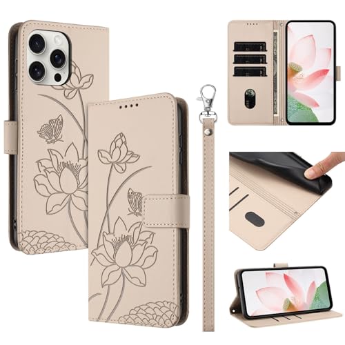 Évitez les chutes d'iPhone 17 Air grâce à cet étui portefeuille beige en cuir avec sangle