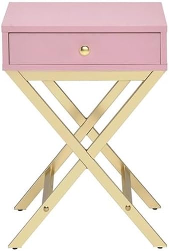 Miniatura 3 de Acme Mesa auxiliar Coleen en rosa y dorado