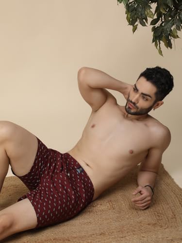 Image of Urban Scottish Men's Pack of 2 Cotton Printed Boxers with Side Pockets