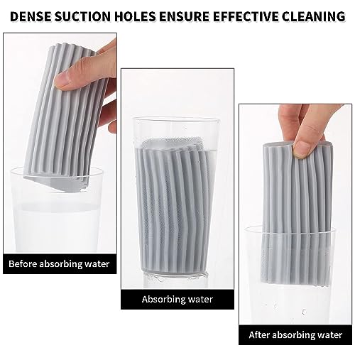 Image of 6pcs Damp Clean Duster Sponge Multifunctional Water Absorbent Dust Cleaning Sponge for Cleaning Blinds, Glass, Baseboards, Window Track Grooves and Faucets (Gray,Yellow)