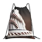 Impresión De Primer Plano De Encaje De Béisbol Bolsa De Deporte Mochila con Cordón Deportiva Ligera Bolsa De Cuerdas para Al Aire Libre Mujeres Merienda 36X42Cm