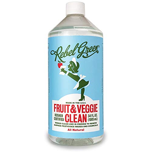 Rebel Green Fruit & Veggie Wash - Natural Produce Wash - Plant-Based Vegetable Wash - Fruit and Vegetable Wash with No Aftertaste - Sustainable Food Wash - (34oz Refill Bottle)