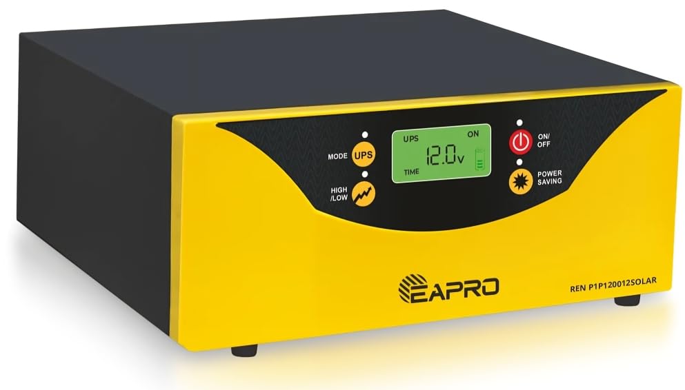 EAPRO Dynamo 1200 Solar PCU Inverter, 1200VA/850W, 12V Pure Sine Wave, Smart LCD Display, Power Saving Mode, for 1 Battery Home-image-38