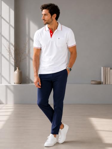 Image of Lux Cozi Men's T-Shirt with Chest Pocket | Polo T-Shirt for Man | Plain Casual Stylish | Half Sleeve| Cotton Blend Collar Polo T-Shirts for Men