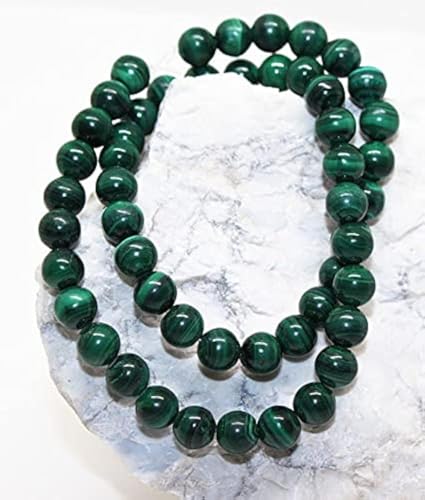 Perles de malachite naturelles 8mm pour création de collier unique en fil de 38cm
