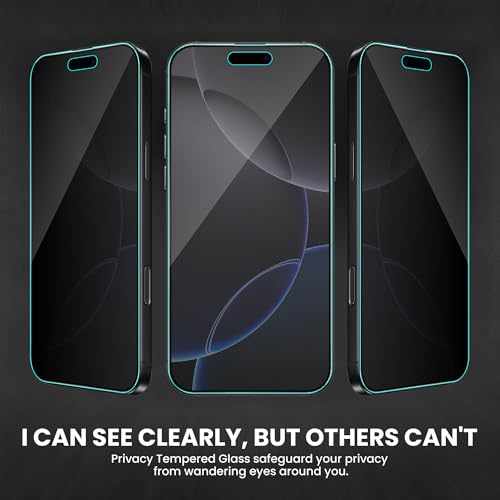 Image of ArmourPro Matte Privacy Tempered Glass for iPhone 16, iPhone 15, Pack of 2, Anti Spy Anti Glare Screen Protector, Edge-to-Edge Full Coverage, 9H Anti Scratch, Smooth Touch, Easy Installation Kit