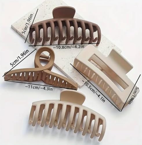 Image of PACTIV 4 Pcs Extra Large Hair Claw Clips for Women (Matte Finish) - Strong Hold Hair Clutcher for Thick & Long Hair -Clutcher Non-Slip Big Jaw Clamp for Juda, Bun & Ponytail Styling (Multicolor)