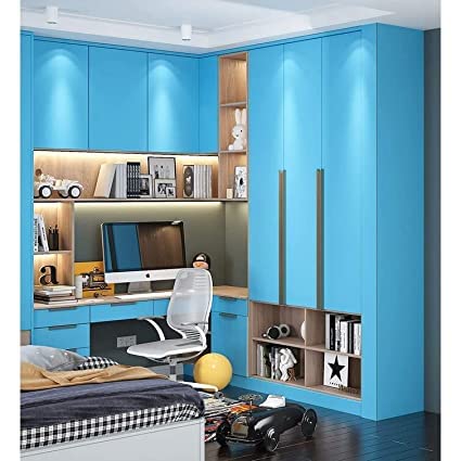 Image of Vinyl Contact Paper Decorative for Cabinets Countertops Kitchen Shelves Liner Self Adhesive Film Peel and Stick Waterproof Removable Wallpaper (Inches 24 x 96, Matte Sky Blue)