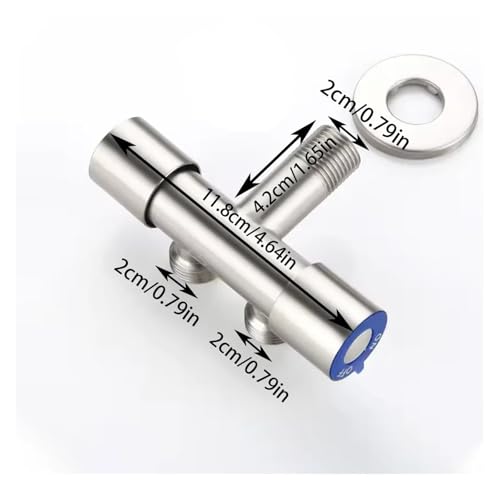 Grifo de doble salida de acero inoxidable 1 entrada 2 salidas para lavadora y wc 5