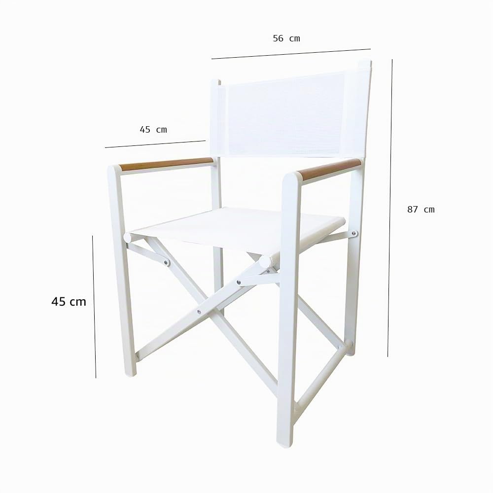 Lot de 2 chaises de réalisateur pliantes Fellini | en aluminium et textilène léger, respirant | de l'extérieur, de jardin, refermable, peint en poudre | 87 x 56 x 45 | Blanc
